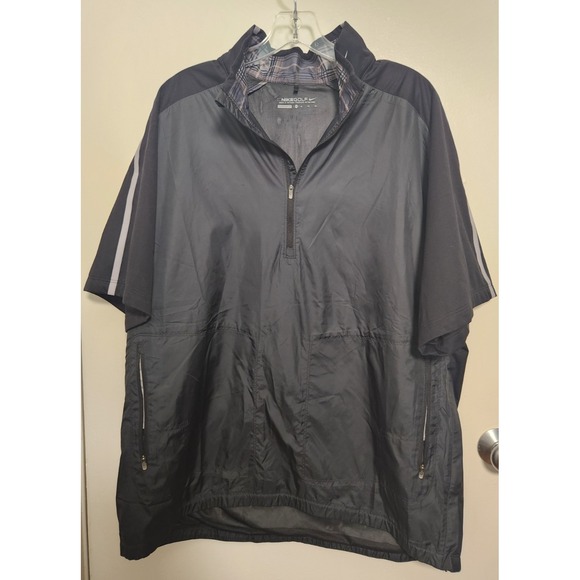 Nike Golf 1/2 Zip Short Sleeve Wind Top Pullover Jacket Windbreaker  Black XL - Picture 1 of 13